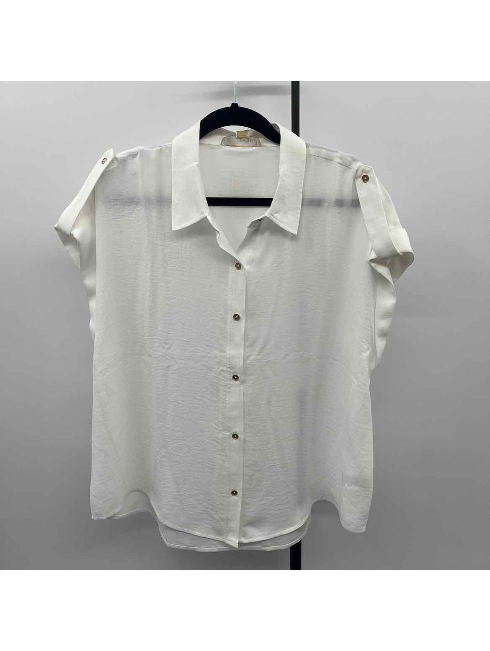 Michael Kors Women's Size XL White Solid Short Sleeve Shirt